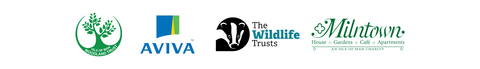 Partner Logos: Isle of Man Woodland trust, Aviva, The Wildlife Trusts, The Milntown Estate and Gardens