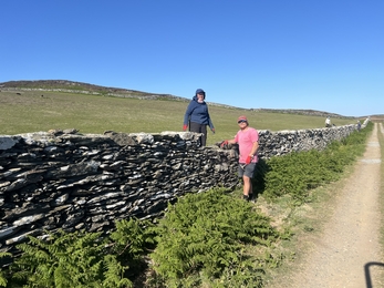 Matt and Cathy, our Calf Estate volunteers drystone walling