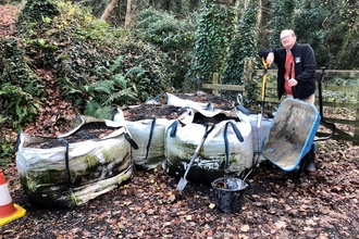 Andree Dubbeldam with crushed aggregate at Ramsey Forest Hairpin Woodland Park