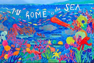 Festival of the Sea Mural by Amanda Quellin on Peel Breakwater