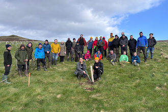 Volunteers and IOMWT and MWT staff at the final tree planting session 