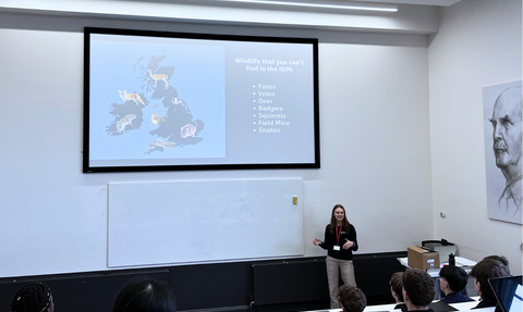 MWT education officer giving a talk to secondary students.