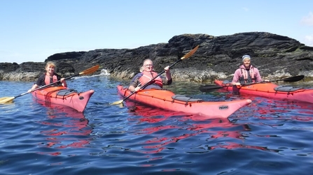 Mollie, Aron and Rob kayaking