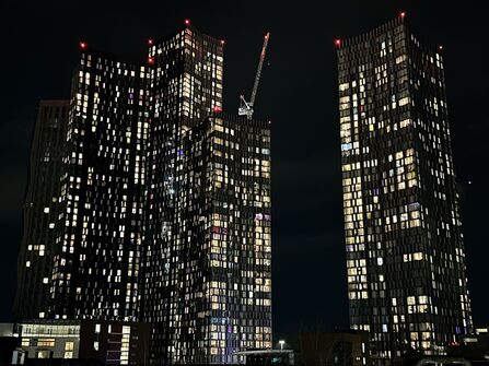 Manchester skyline at night
